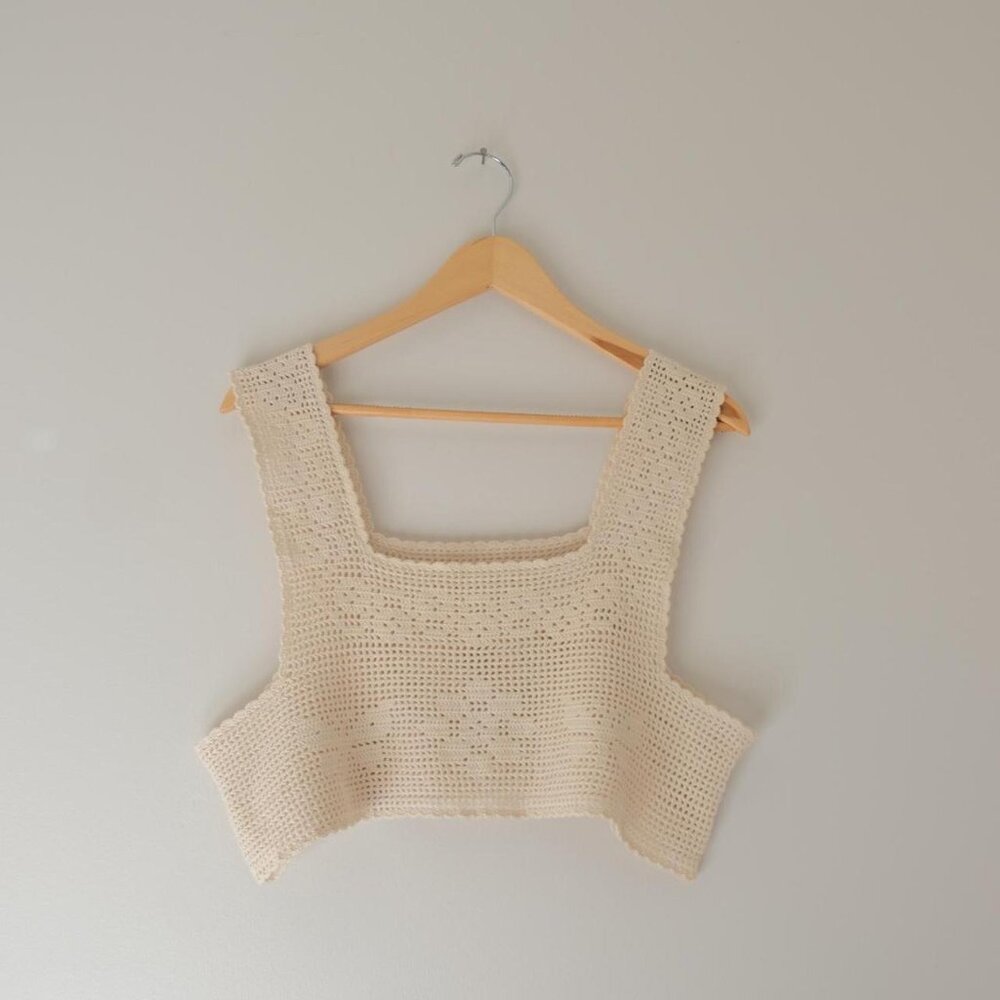 handmade crochet top 1920s yoke inspired S
